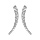 Boucles d'oreilles en argent rhodi en forme de virgule orne d'oxydes blancs sertis et fermoir poussette