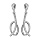 Boucles d'oreilles pendantes en argent rhodi 1 rail courb d'oxydes blancs suspendu et ovale lisse et fermoir poussette