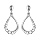 Boucles d'oreilles pendantes en argent rhodi goutte vide suspendue avec 1 moiti lisse et l'autre orne d'oxydes blancs et fermoir poussette