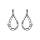 Boucles d'oreilles en argent rhodi ovale vrill avec 1 moiti lisse et l'autre orne d'oxydes blancs et fermoir poussette