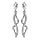 Boucles d'oreilles pendantes en argent rhodi 2 vagues suspendues et relies, 1 en rail d'oxydes blancs sertis et l'autre lisse et fermoir poussette