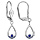 Boucles d'oreilles en argent rhodi goutte bleu fonc suspendue et fermoir dormeuse