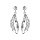 Boucles d'oreilles pendantes en argent rhodi 2 rubans suspendus et 1 avec oxydes blancs et fermoir poussette