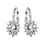 Boucles d'oreilles en argent rhodi collection joaillerie gros oxyde blanc au centre et petits oxydes blancs autour - fermoir dormeuse