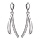 Boucles d'oreilles pendantes en argent rhodi 2 brins suspendus lisses et oxydes blancs sertis et fermoir poussette