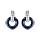 Boucles d'oreilles en argent rhodi 1 anneau en cramique bleu marine suspendue  1 anneau orn d'oxydes blancs sertis et fermoir poussette