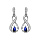 Boucles d'oreilles pendantes en argent rhodi collection joaillerie infini et pierre bleu fonc fermoir poussette