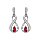 Boucles d'oreilles pendantes en Argent rhodi collection joaillerie infini et pierre rouge fermoir poussette