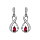 Boucles d'oreilles pendantes en Argent rhodi collection joaillerie infini et pierre rouge fermoir poussette