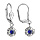 Boucles d'oreilles en argent rhodi fleur suspendue avec oxyde bleu fonc et fermoir dormeuse