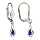 Boucles d'oreilles en argent rhodi losange suspendu avec oxyde bleu fonc et fermoir dormeuse