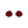 Boucles d'oreilles en argent rhodi avec pierre rouge ronde sertie clos et fermoir poussette