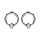 Boucles d'oreilles en argent rhodi cercle lisse avec 1 gros oxyde blanc serti clos et fermoir poussette