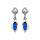 Boucles d'oreille pendantes en argent rhodie avec navette bleu nuit et fermoir poussette