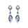 Boucles d'oreille pendantes en argent rhodie avec navette bleu moyen et fermoir poussette