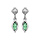 Boucles d'oreille pendantes en argent rhodie avec navette verte et fermoir poussette