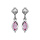 Boucles d'oreille pendantes en argent rhodie avec navette rose et fermoir poussette