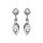 Boucles d'oreille en argent rhodi avec navette blanche et fermoir poussette