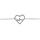 Bracelet en argent rhodi chane avec coeur motif courbe de vie et oxydes blancs sertis 16+2cm