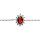Bracelet en argent rhodi chane avec oxyde rouge contour en oxydes blancs 16+3cm