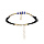 Bracelet en argent et dorure jaune cordon noir avec pampille infini et perles bleues 16+3cm