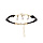 Bracelet en argent et dorure jaune cordon noir maille rectangulaire et pampille perles blanches de synthse 16+3cm