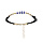 Bracelet en argent et dorure jaune cordon noir avec boules bleues 16+3cm