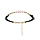 Bracelet en argent et dorure jaune cordon noir avec boules roses 16+3cm