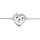 Bracelet en argent rhodi massif chane avec pastille coeur et arbre de vie avec pierres vertes 16+3cm