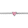 Bracelet en argent rhodi rivire d'oxydes blancs et coeur au centre en oxyde rose 16+3cm
