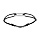 Bracelet en argent rhodi cordon noir coulisant avec motif rectangulaire 9 x 20 x 2mm