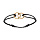 Bracelet en argent et dor jaune cordon noir coulisant avec motif 2 anneaux entrelac 10 x 10mm