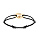 Bracelet en argent et dorure jaune cordon noir coulisant avec motif grain de caf 12 x 16mm