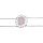 Bracelet en argent rhodi double chane avec motif fleur et pierre rose 16+3cm