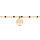 Bracelet en argent et dorure jaune chaîne avec boules couleur rouge et pampille arbre de vie 15+3cm