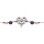Bracelet argent rhodié chaîne boule coeur martelé avec 2 boules jade violette véritable réglable 16 à 19cm