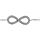 Bracelet en argent rhodi chane avec symbole infini orn d'oxydes blancs au milieu - longueur 16,5cm + 2cm de rallonge