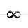Bracelet en argent rhodi chane avec symbole infini en cramique noire au milieu - longueur 16cm + 3cm de rallonge