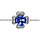 Bracelet en argent rhodi collection joaillerie chane avec au milieu trfle  4 feuilles en oxydes bleus avec contours en oxydes blancs sertis - longueur 16cm + 2cm de rallonge