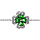 Bracelet en argent rhodi collection joaillerie chane avec au milieu trfle  4 feuilles en oxydes verts avec contours en oxydes blancs sertis - longueur 16cm + 2cm de rallongem