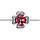 Bracelet en argent rhodi collection joaillerie chane avec au milieu trfle  4 feuilles en oxydes rouges avec contours en oxydes blancs sertis - longueur 16cm + 2cm de rallonge