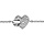 Bracelet en argent rhodi chane avec au milieu 2 coeurs superposs, 1 petit lisse et l'autre pav d'oxydes blancs sertis - longueur 16cm + 2cm de rallonge