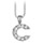 Collier en argent rhodi chane avec pendentif initiale C orne d'oxydes blancs - longueur 45cm