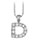 Collier en argent rhodi chane avec pendentif initiale D orne d'oxydes blancs - longueur 45cm