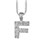 Collier en argent rhodi chane avec pendentif initiale F orne d'oxydes blancs - longueur 45cm