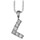 Collier en argent rhodi chane avec pendentif initiale L orne d'oxydes blancs - longueur 45cm