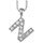 Collier en argent rhodié chaîne avec pendentif initiale N ornée d\'oxydes blancs - longueur 45cm