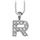 Collier en argent rhodi chane avec pendentif initiale R orne d'oxydes blancs - longueur 45cm