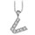 Collier en argent rhodi chane avec pendentif initiale V orne d'oxydes blancs - longueur 45cm