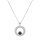 Collier en argent rhodi chane avec pendentif rond contour oxydes blancs et oxyde arc en ciel mystique 42+3cm